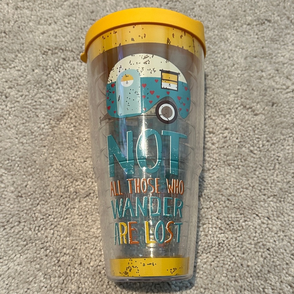 tervis Clear Tumbler with Yellow Lid and Teal Accent